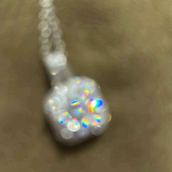 🤩💎Moissanite 2 Carat Round Halo Square Silver Pendant Necklace - Picture 11 of 13